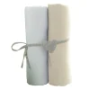Lot de 2 draps housse blanc / ecru 70 x 140 cm