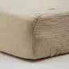 Lot de 2 draps housse double gaze 60 x 120 cm - ecru / taupe
