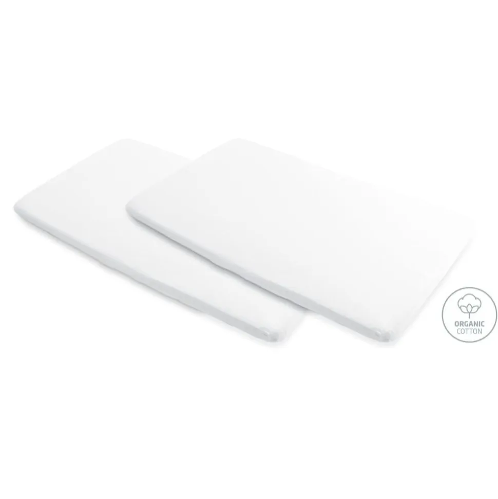 Lot de 2 draps housse pour lit parapluie iris 2 /calao blanc