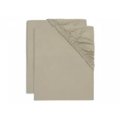 Lot de 2 draps housses jersey 40/50 x 80/90 cm olive