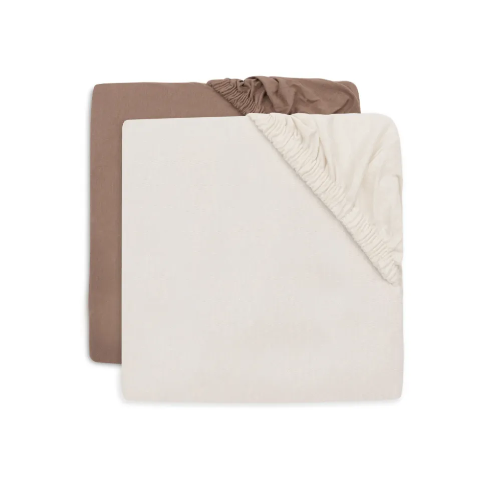 Lot de 2 draps housses 70 x 140 cm jersey milky coffee et ivory