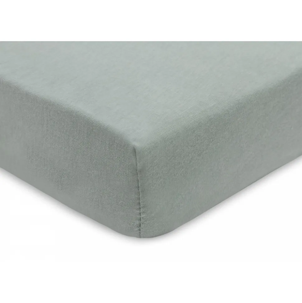 Lot de 2 draps housses 70 x 140 cm jersey sea green et biscuit