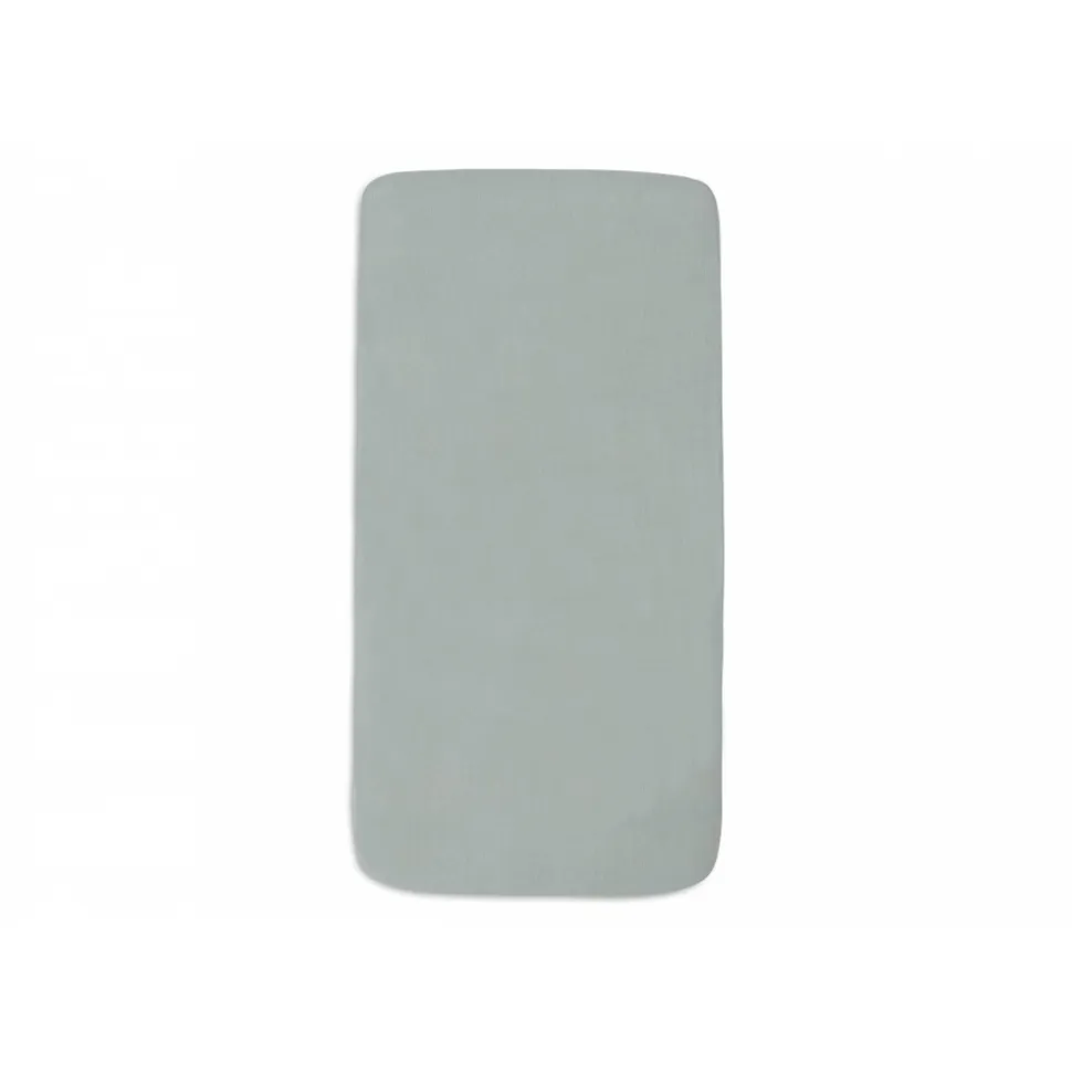 Lot de 2 draps housses 70 x 140 cm jersey sea green et biscuit
