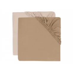 Lot de 2 draps housses 70 x 140 cm jersey wild rose et biscuit