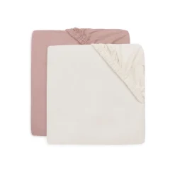 Lot de 2 draps housses 70 x 140 cm jersey wild rose et ivory