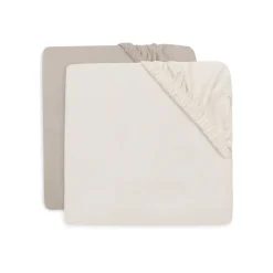 Lot de 2 draps housses 75 x 95 cm jersey pour tapis de parc oatmeal et sand