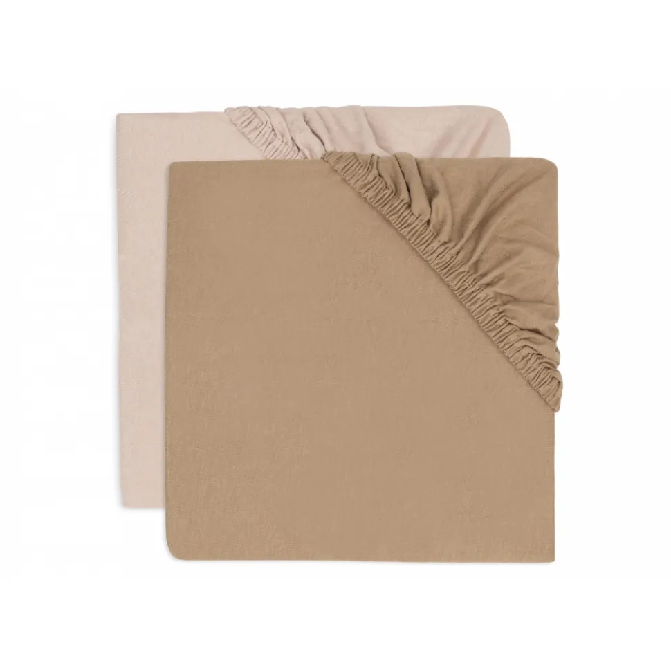Lot de 2 draps housses 60x120 cm jersey wild rose et biscuit