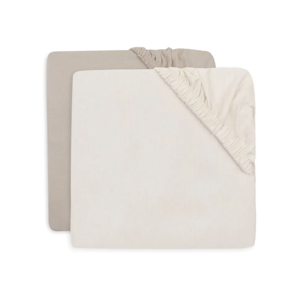Lot de 2 draps housses 60x120 cm jersey oatmeal et sand