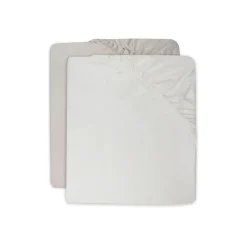 Lot de 2 draps housses 60x120 cm jersey ivoire et nougat