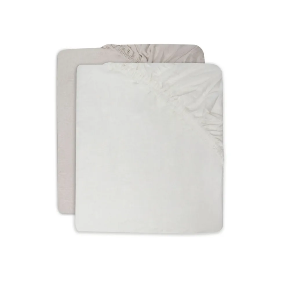 Lot de 2 draps housses 60x120 cm jersey ivoire et nougat