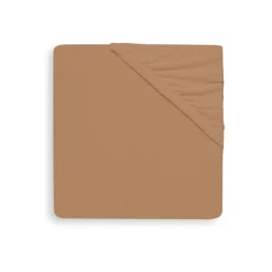 Lot de 2 draps housses 60x120 cm jersey caramel et biscuit