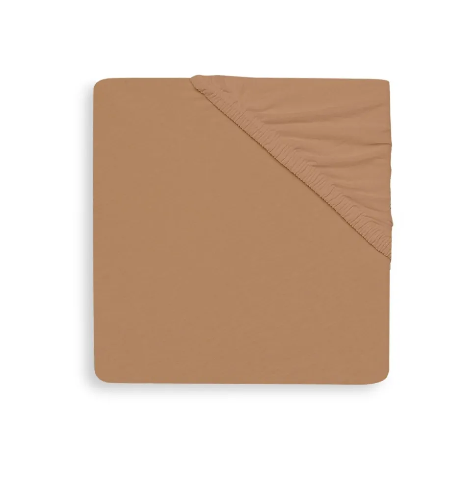 Lot de 2 draps housses 60x120 cm jersey caramel et biscuit