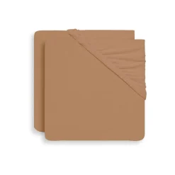 Lot de 2 draps housses 60x120 cm jersey biscuit