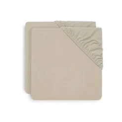 Lot de 2 draps housses 75 x 95 cm jersey pour tapis de parc nougat