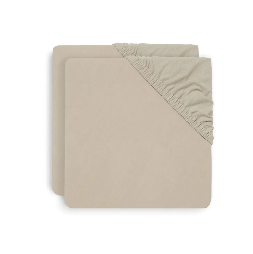 Lot de 2 draps housses 75 x 95 cm jersey pour tapis de parc nougat