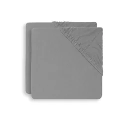 Lot de 2 draps housses 75 x 95 cm jersey pour tapis de parc storm grey
