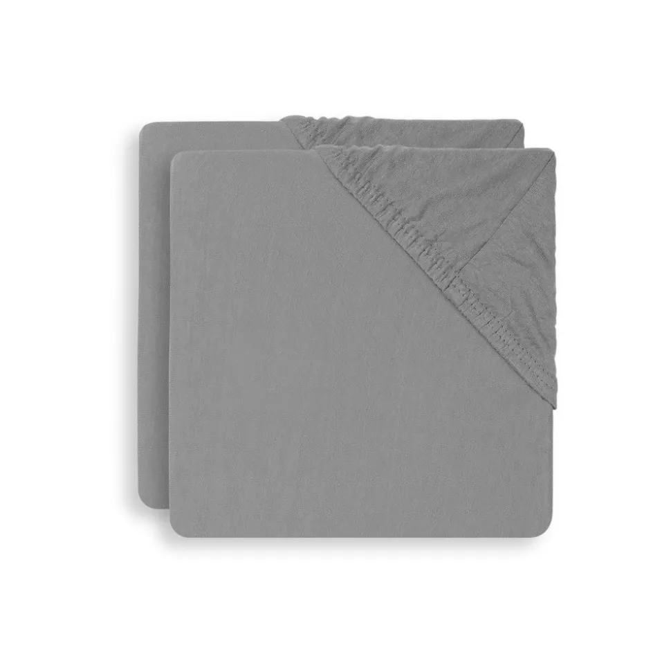 Lot de 2 draps housses 75 x 95 cm jersey pour tapis de parc storm grey