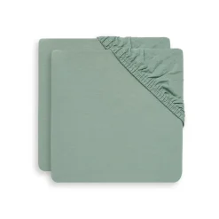 Lot de 2 draps housses 75 x 95 cm jersey pour tapis de parc ash green