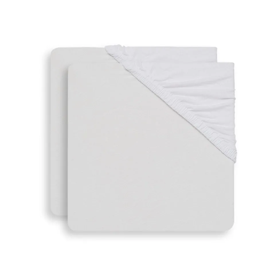 Lot de 2 draps housses 75 x 95 cm jersey pour tapis de parc white