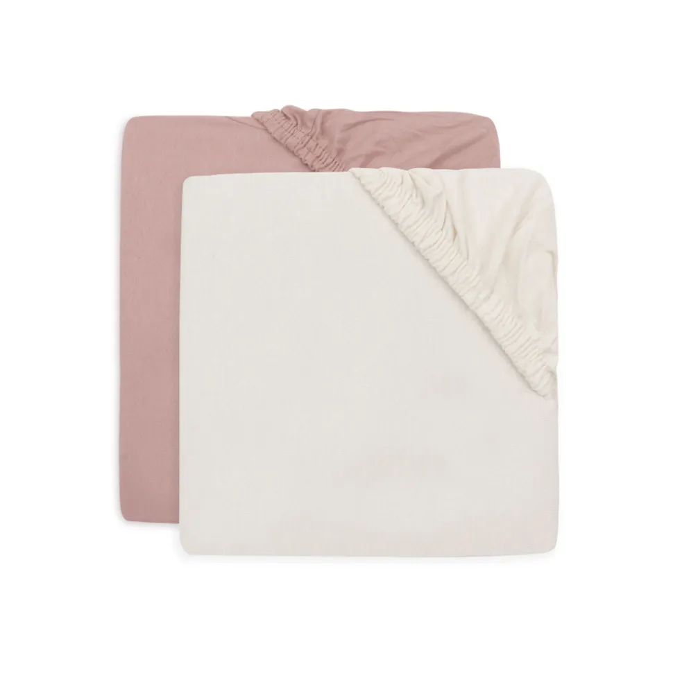 Lot de 2 draps housses 60x120 cm jersey wild rose et ivory