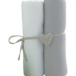 Lot de 2 draps housse 50x83cm blanc et gris