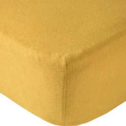 Lot de 2 draps housse 70 x 140 cm moutarde / blanc
