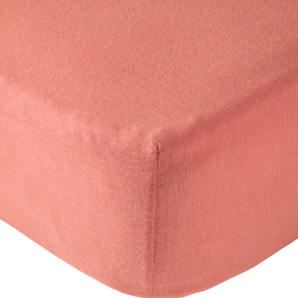 Lot de 2 draps housse 60 x 120 cm terracotta / blanc