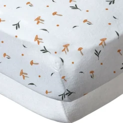 Lot de 2 draps housse 60x120 cm - white forest / blanc