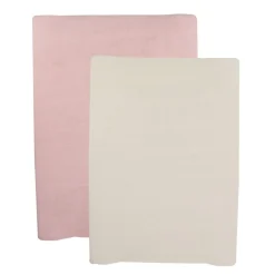 Lot de 2 housses de matelas à langer sable/vieux rose