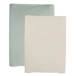Lot de 2 housses de matelas à langer sable/vert