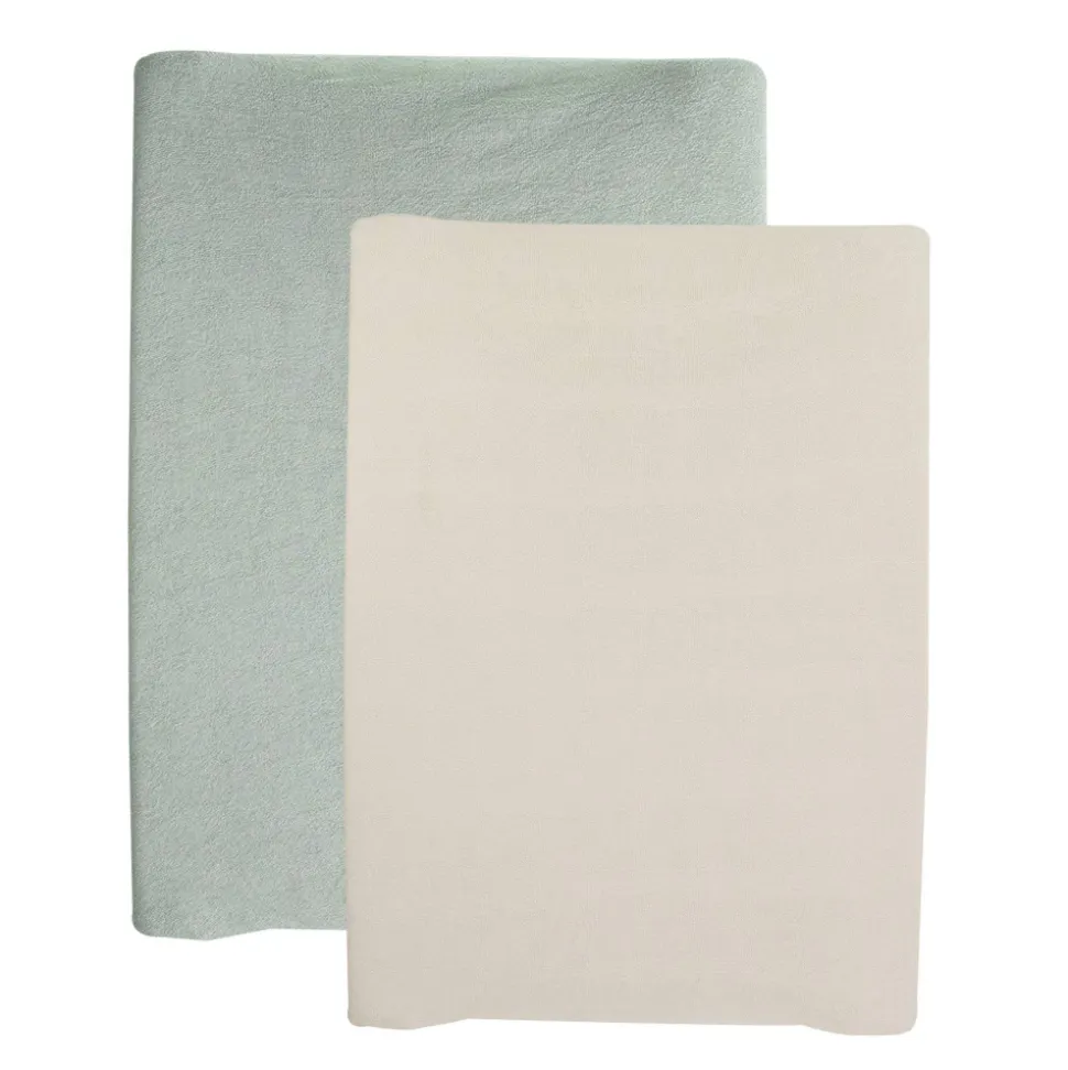 Lot de 2 housses de matelas à langer sable/vert