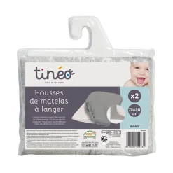 Lot de 2 housses de matelas à  langer gris clair