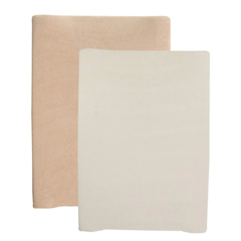 Lot de 2 housses de matelas à langer sable/caramel