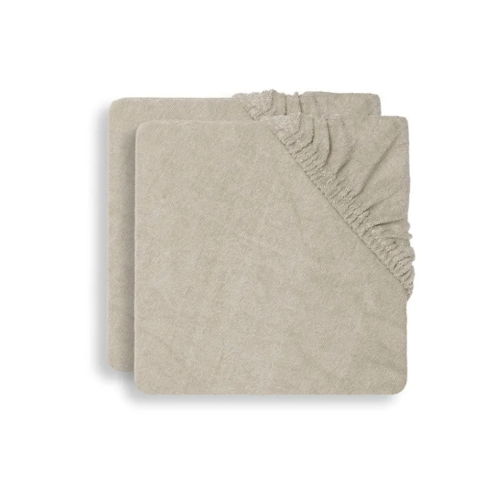 Lot de 2 housses matelas à langer éponge 75 x 85 cm nougat