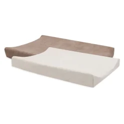 Lot de 2 housses matelas à langer éponge 50 x 70 cm milky coffee et ivory