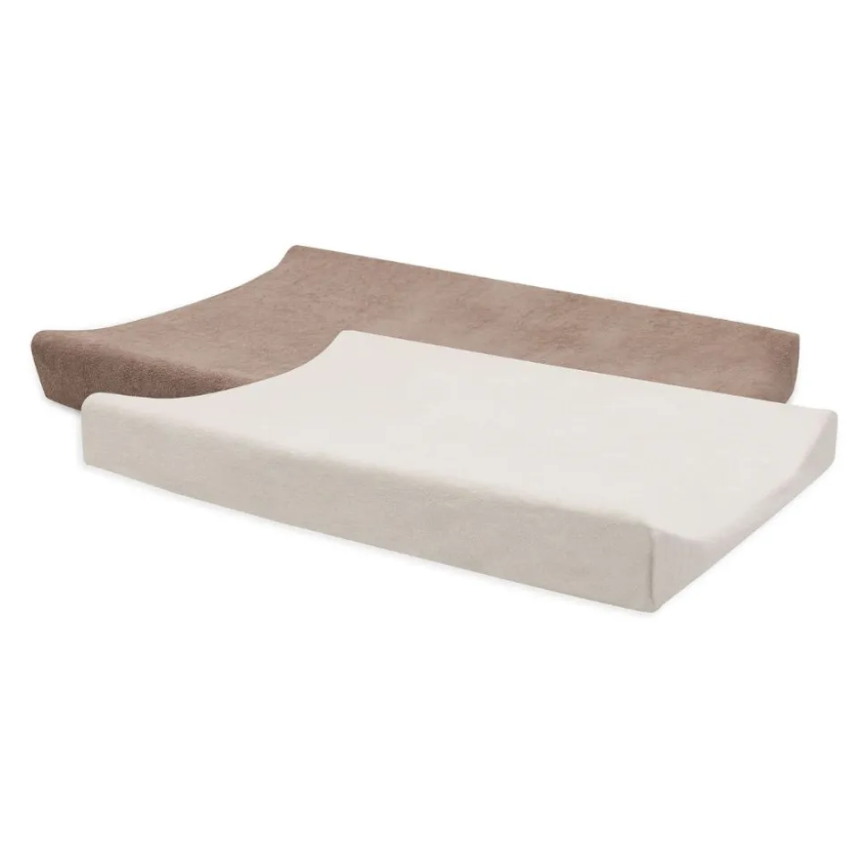 Lot de 2 housses matelas à langer éponge 50 x 70 cm milky coffee et ivory