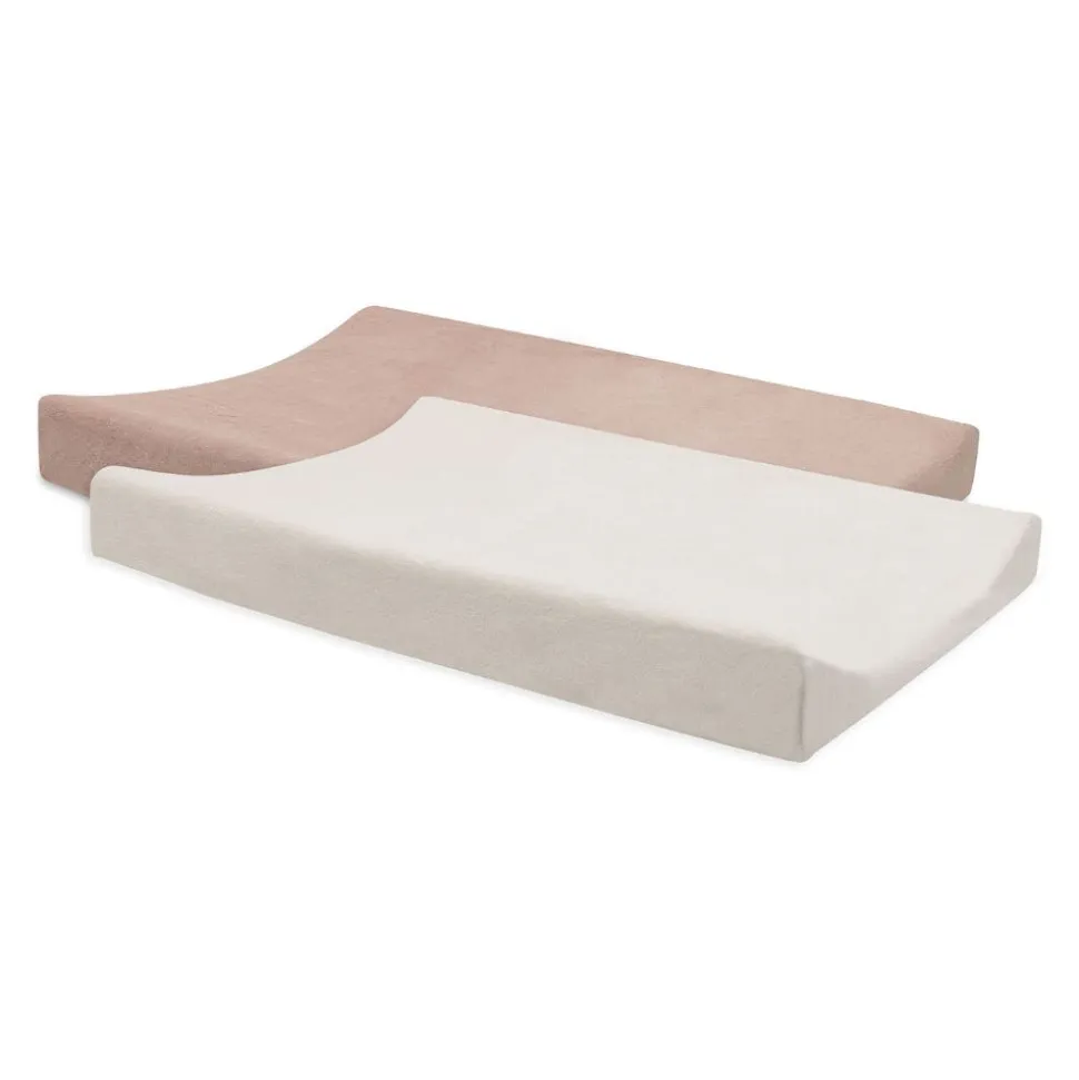 Lot de 2 housses matelas à langer éponge 50 x 70 cm wild rose et ivory