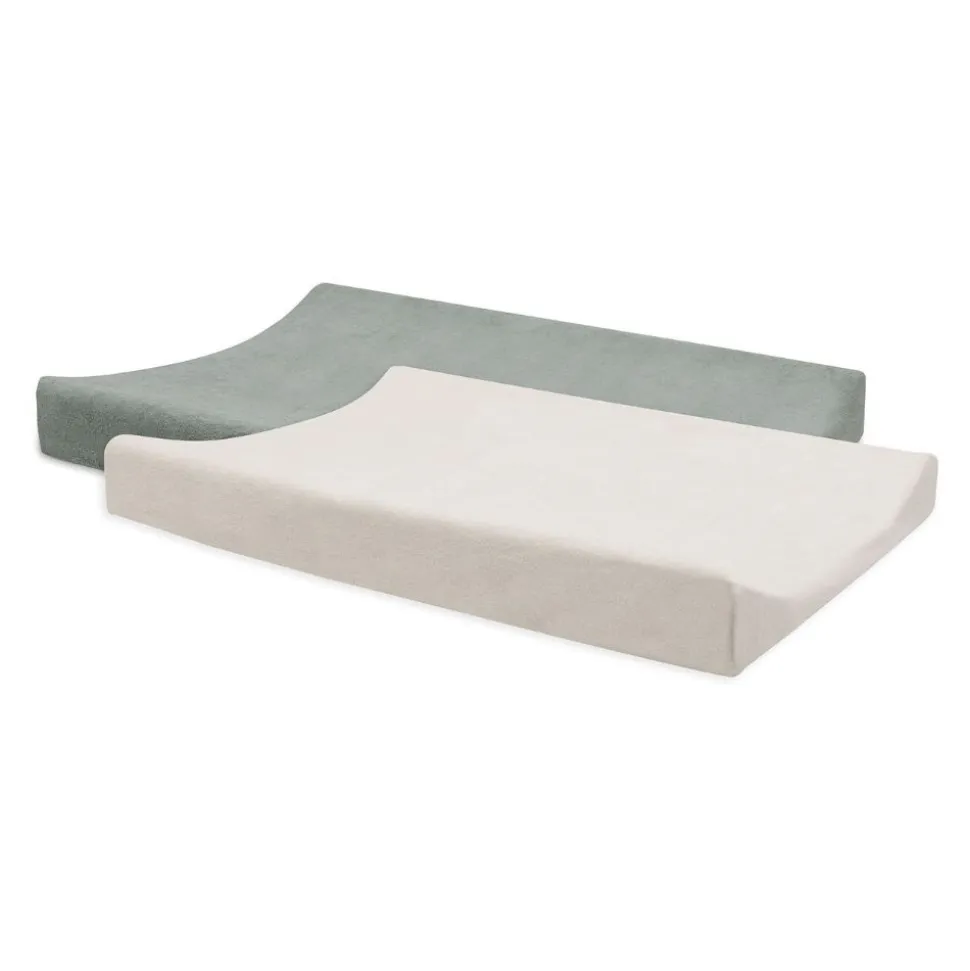 Lot de 2 housses matelas à langer éponge 50 x 70 cm sea green et biscuit