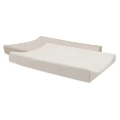 Lot de 2 housses matelas à langer éponge 50 x 70 cm oatmeal et sand