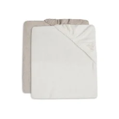 Lot de 2 housses matelas à langer éponge 50 x 70 cm ivoire et nougat