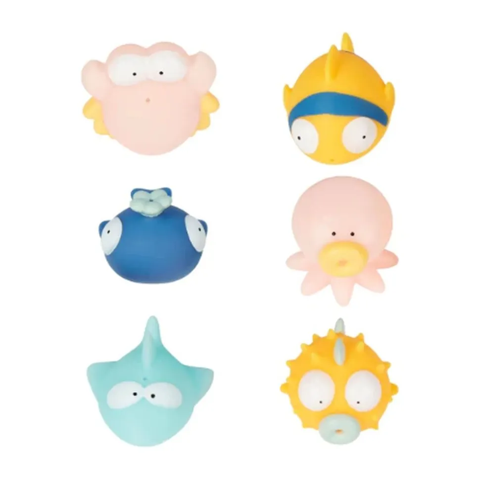Lot de 6 jouets de bain rigolo pastel