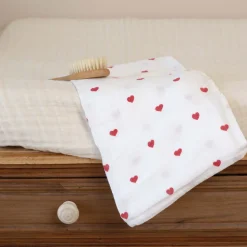 Lot de 3 langes coeurs rouge/ blanc