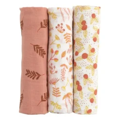 Lot de 3 langes coton bio 70 x 70 esmée