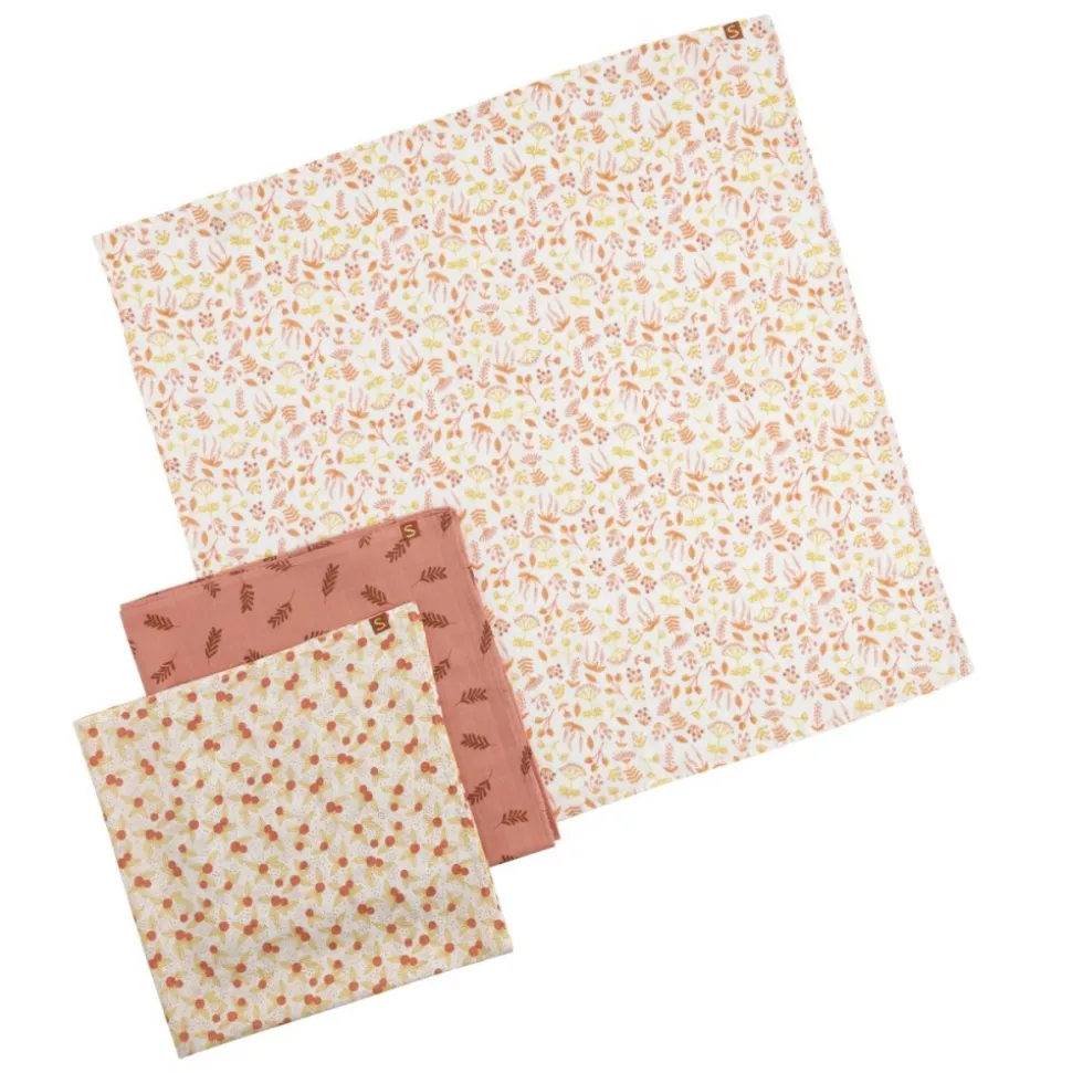 Lot de 3 langes coton bio 70 x 70 esmée