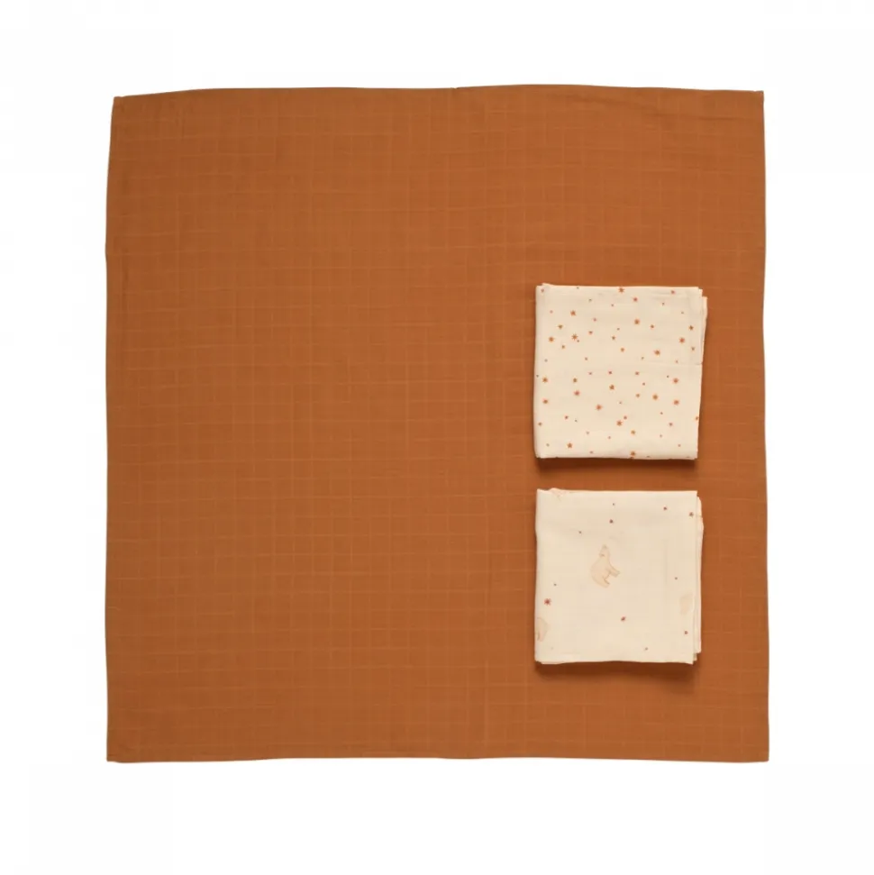 Lot de 3 langes coton bio 70 x 70 orsino