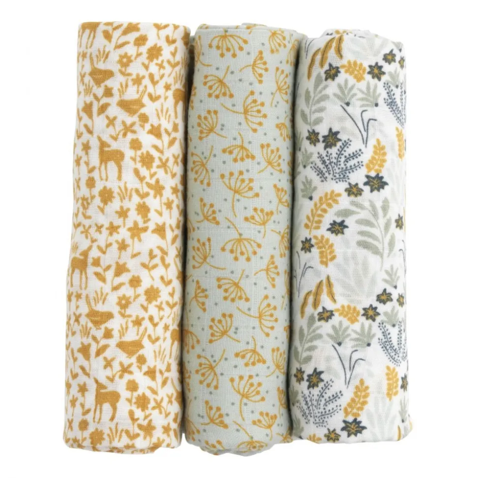 Lot de 3 langes coton bio 70 x 70 promenons nous