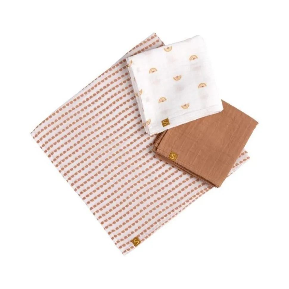 Lot de 3 langes coton bio 70 x 70 sunlight
