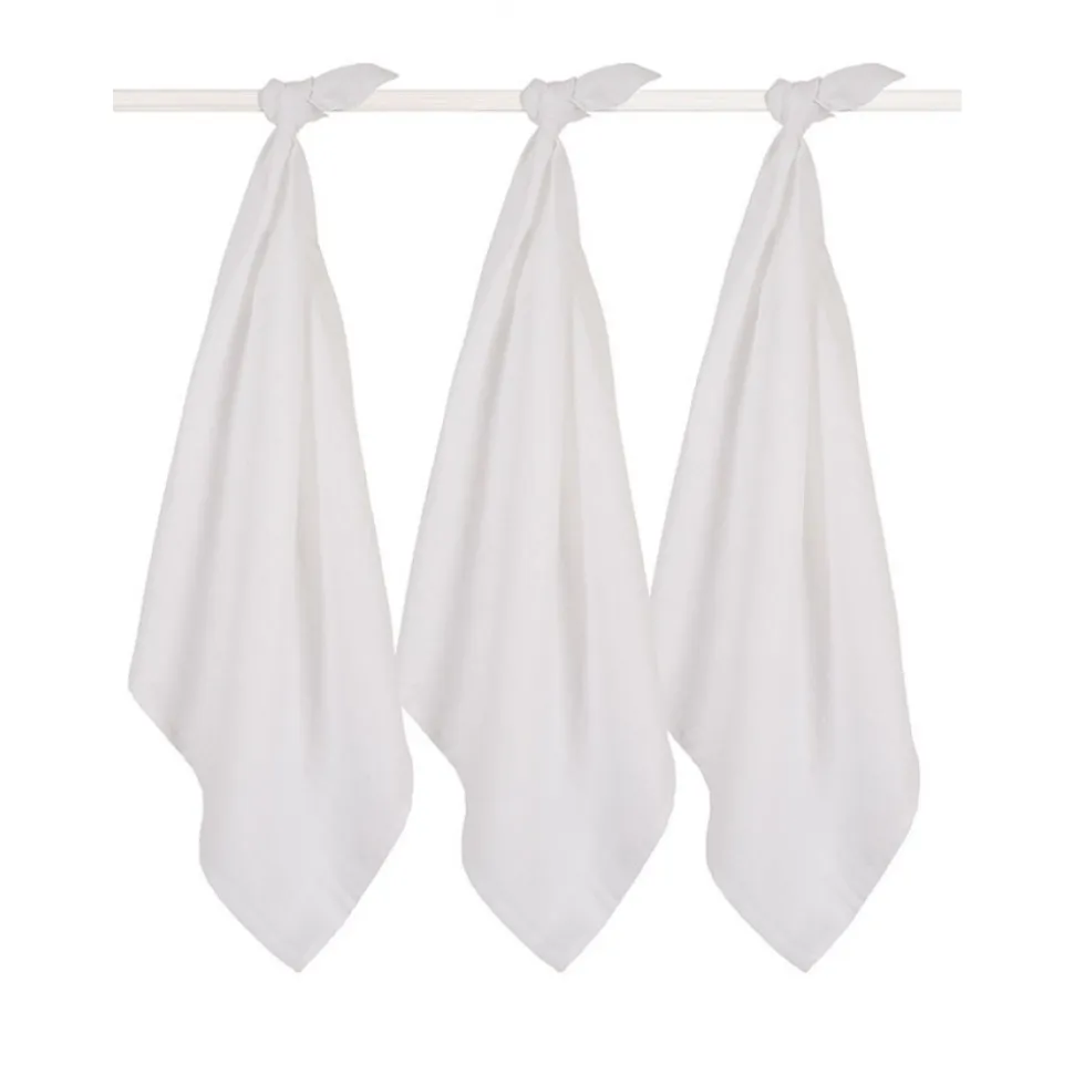 Lot de 3 langes coton hydrophile 70x70 cm white