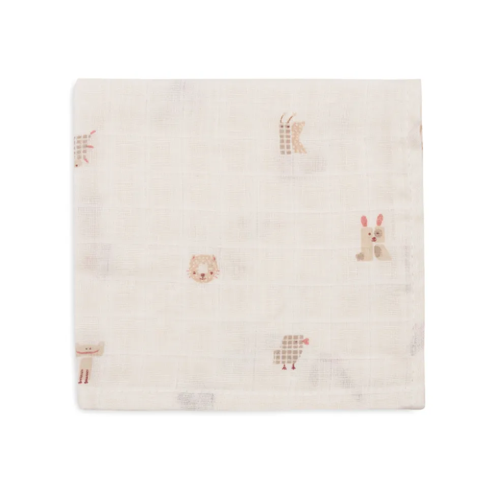 Lot de 3 langes en coton 31 x 31 cm animal friends