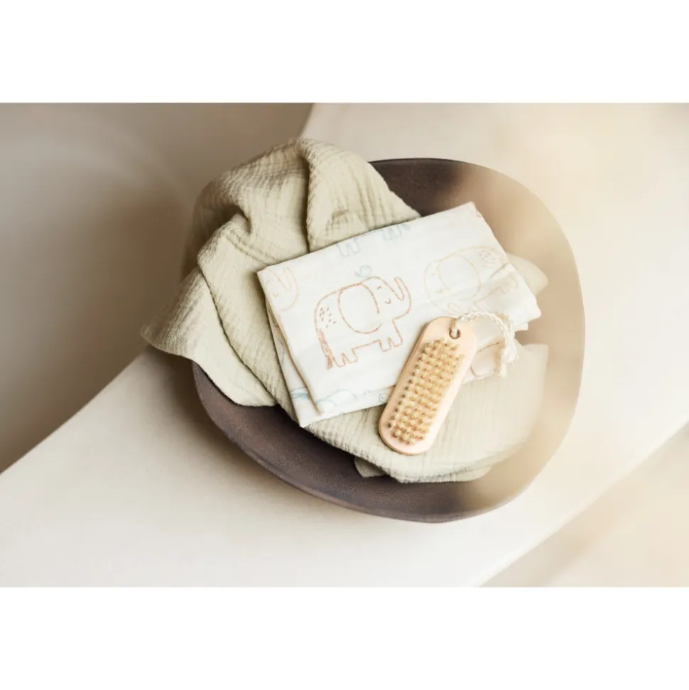 Lot de 3 langes en coton 31 x 31 cm elephant tales